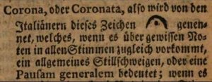Eintrag "Corona" im "Musicalischen Lexikon" von 1732 von Johann Gottfried Walther